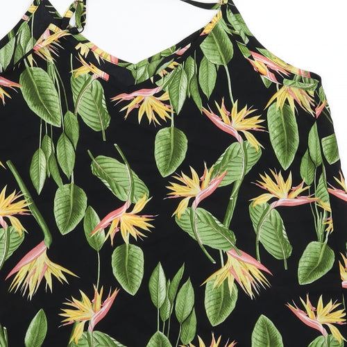 Primark Womens Black Floral Satin Basic Tank Size 10