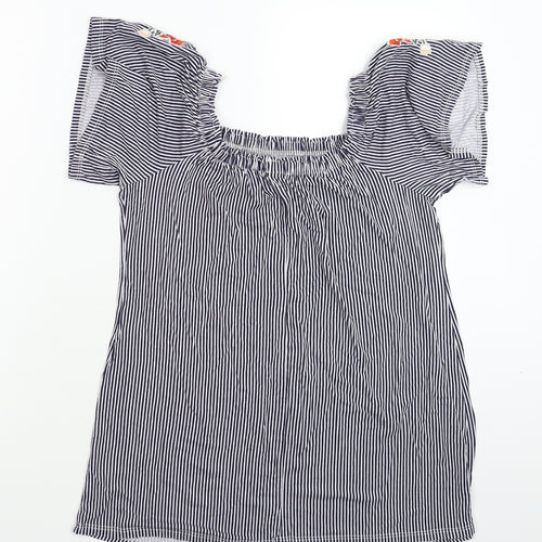 George Womens Blue Striped  Basic T-Shirt Size 8