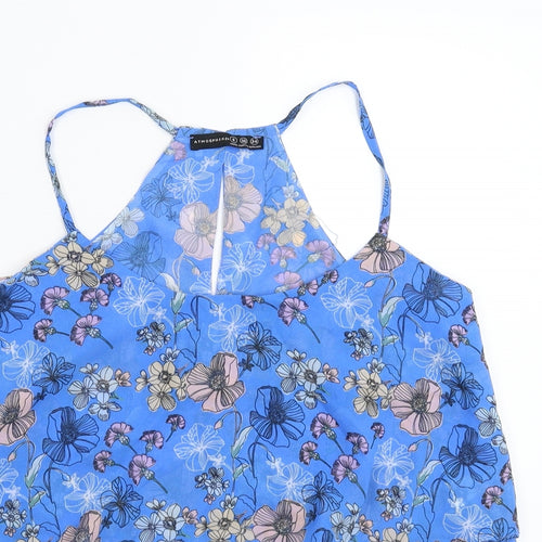 Atmosphere Womens Blue Floral  Basic Tank Size 8