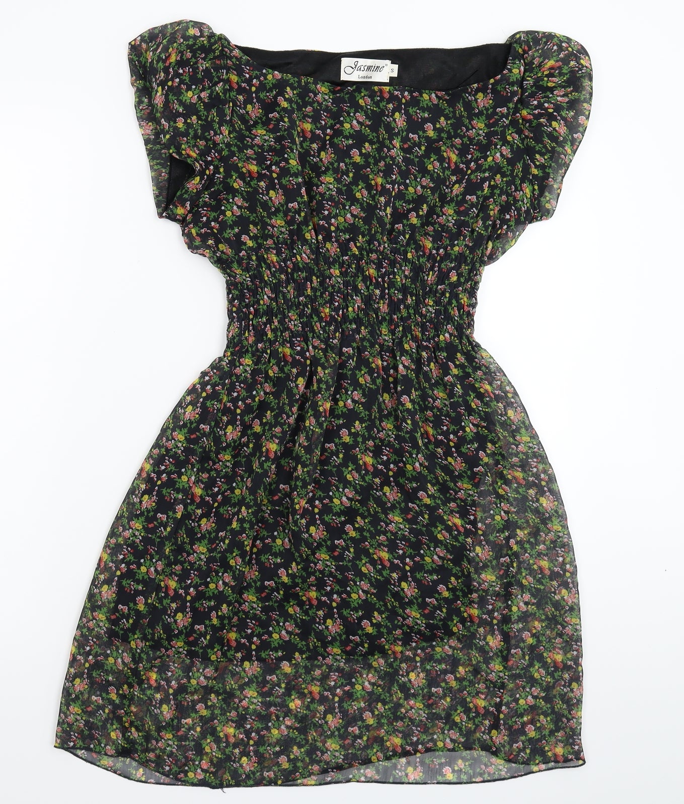 Jasmine Womens Black Floral  Fit & Flare  Size S