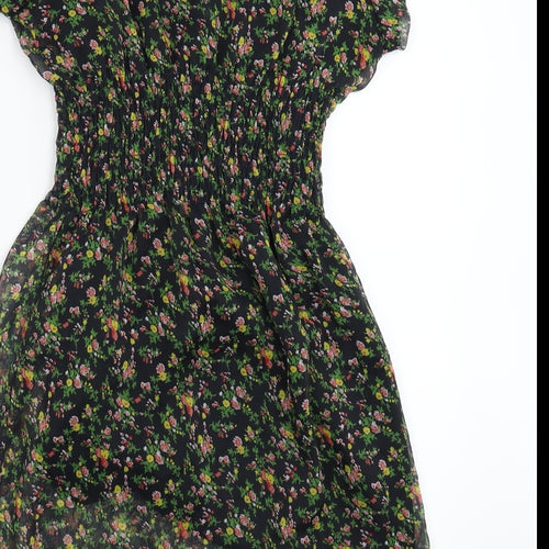 Jasmine Womens Black Floral  Fit & Flare  Size S