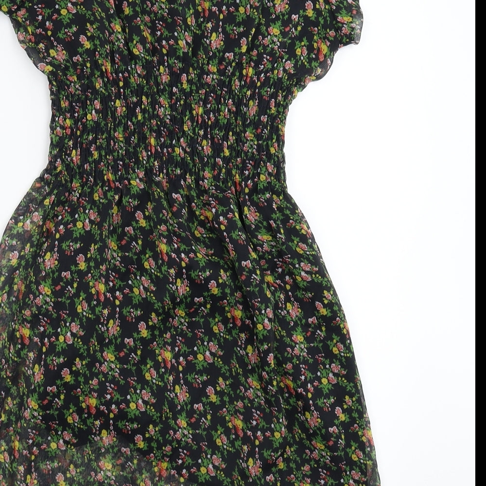 Jasmine Womens Black Floral  Fit & Flare  Size S