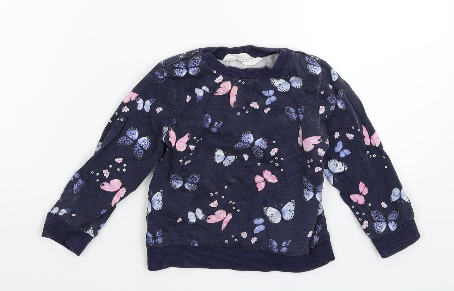 H&M Baby Blue Floral  Pullover Jumper Size 18-24 Months