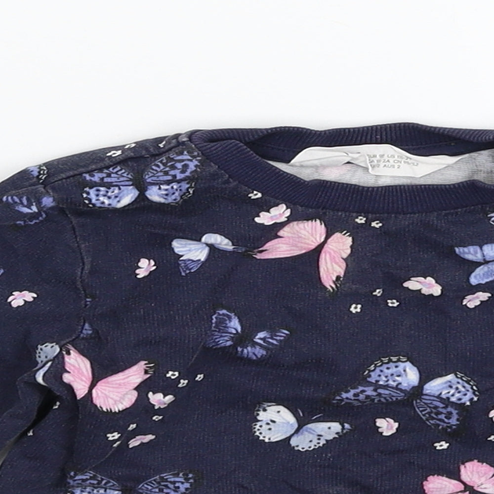 H&M Baby Blue Floral  Pullover Jumper Size 18-24 Months