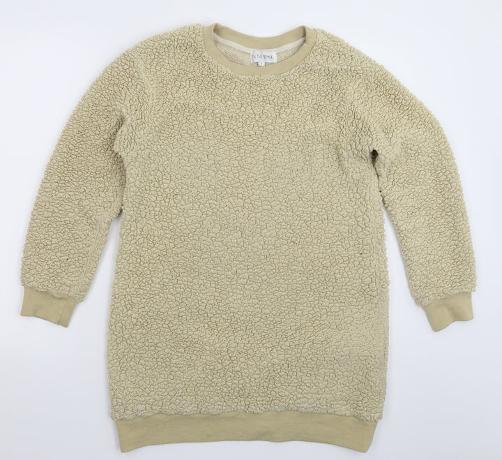 In the Style Womens Beige  Fleece Pullover Sweatshirt Size 8  - Oversized