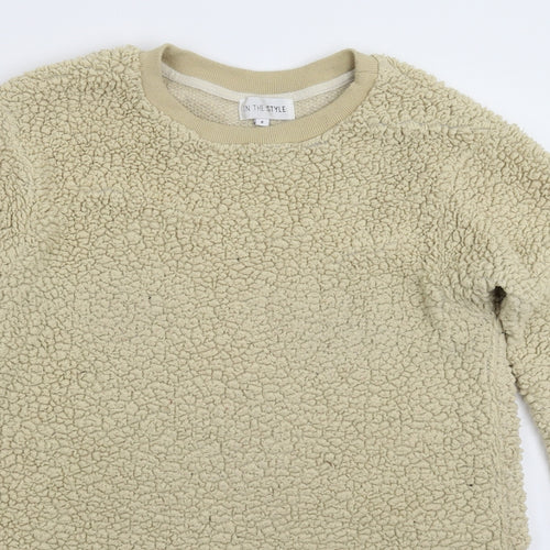 In the Style Womens Beige  Fleece Pullover Sweatshirt Size 8  - Oversized