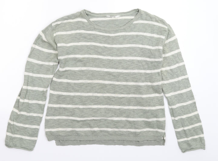 H&M Girls Grey Striped Knit Pullover Jumper Size 14 Years