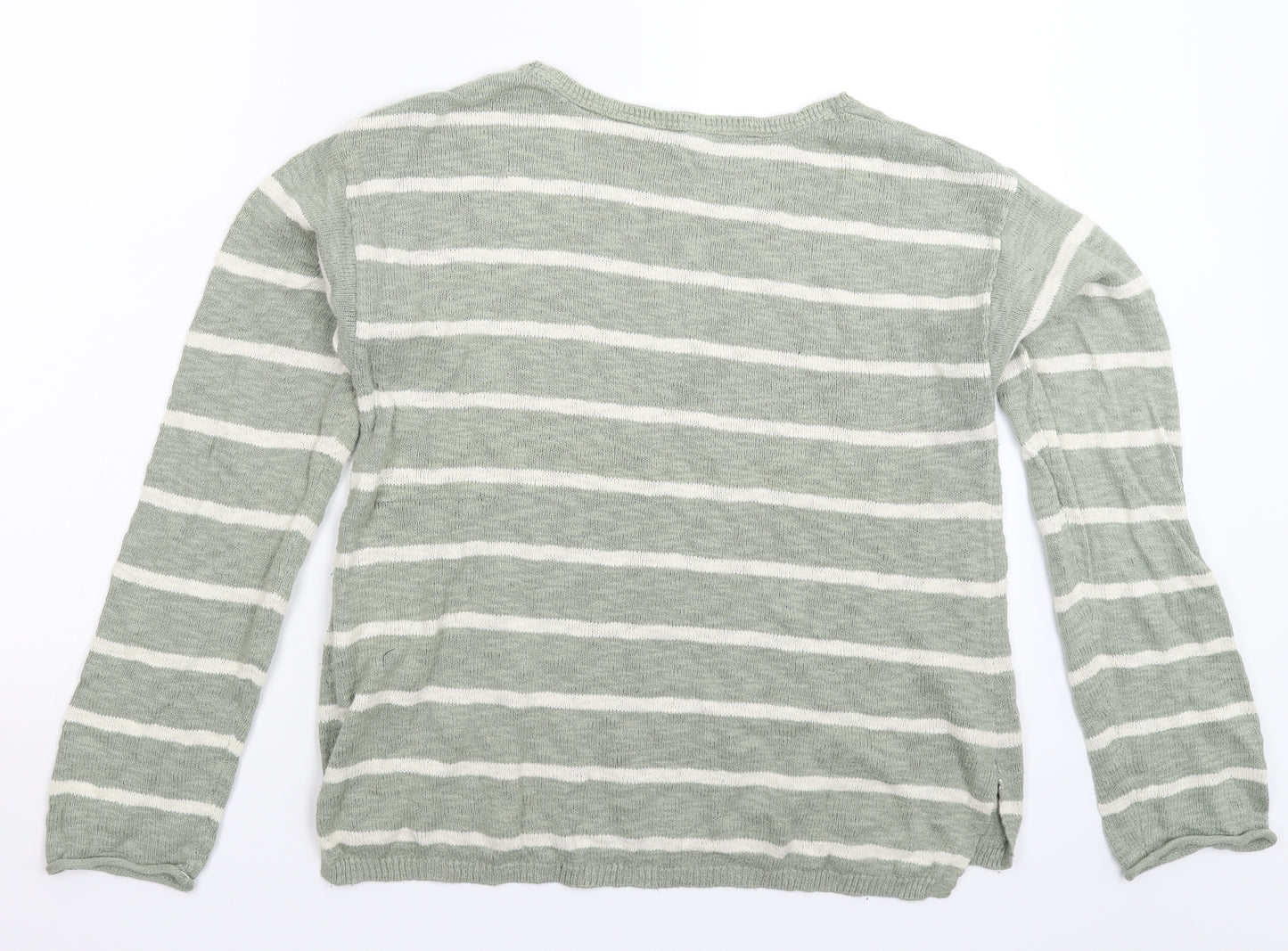 H&M Girls Grey Striped Knit Pullover Jumper Size 14 Years
