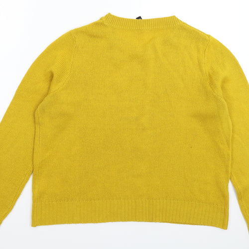 Divided Womens Yellow  Knit Pullover Jumper Size M