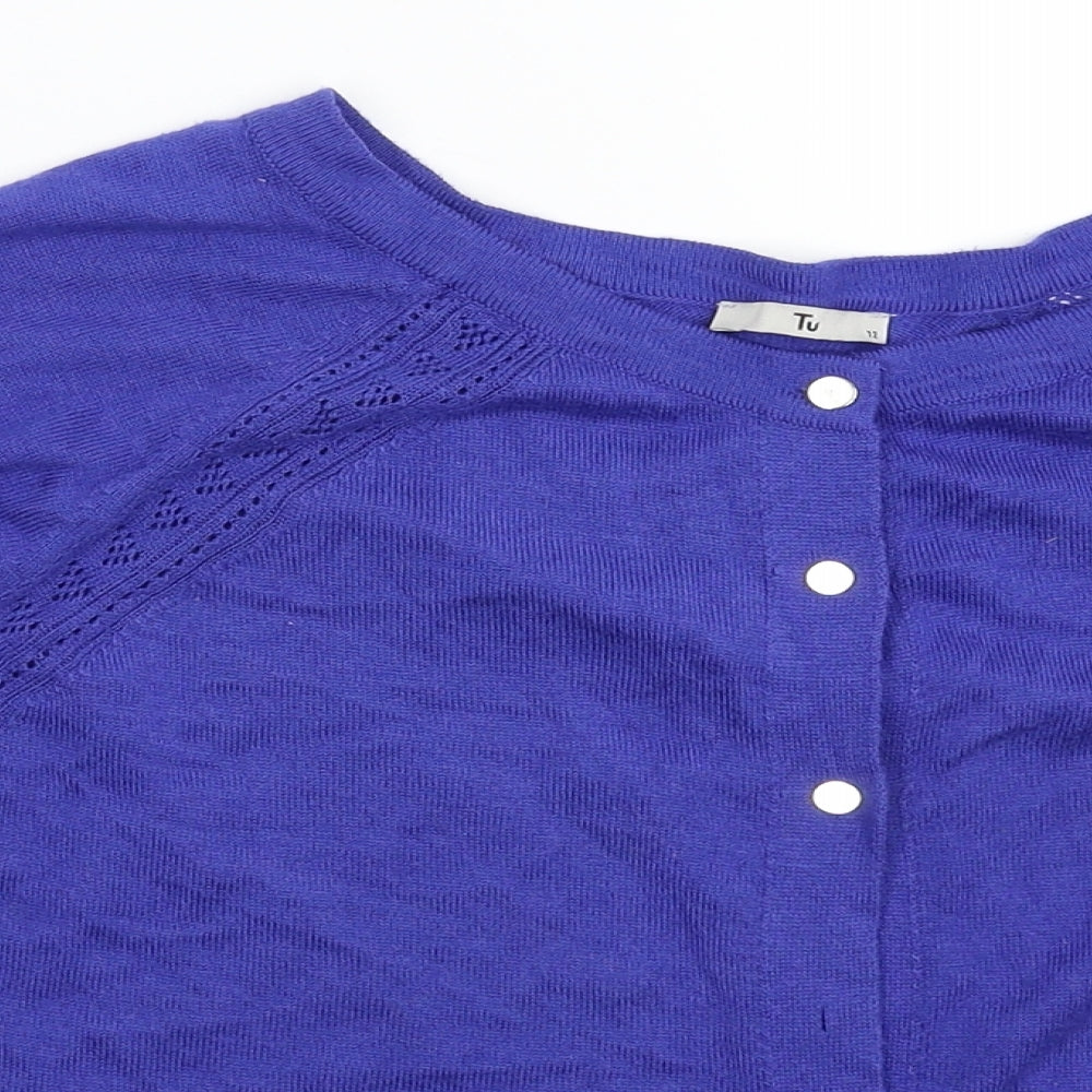 TU Womens Blue  Knit Cardigan Jumper Size 12