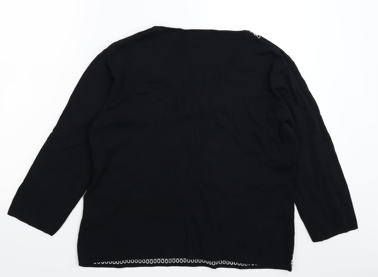 Roman Womens Black  Knit Pullover Jumper Size L