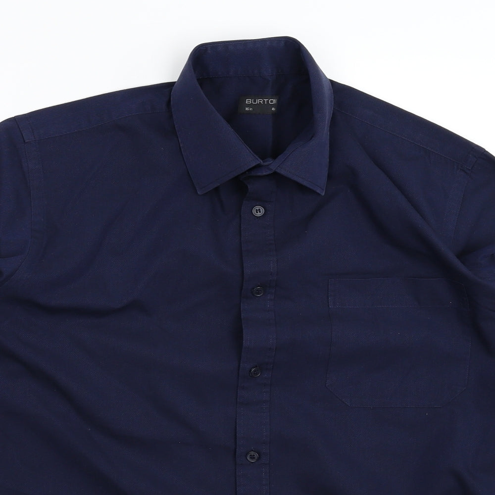 Burton Mens Blue    Dress Shirt Size 16