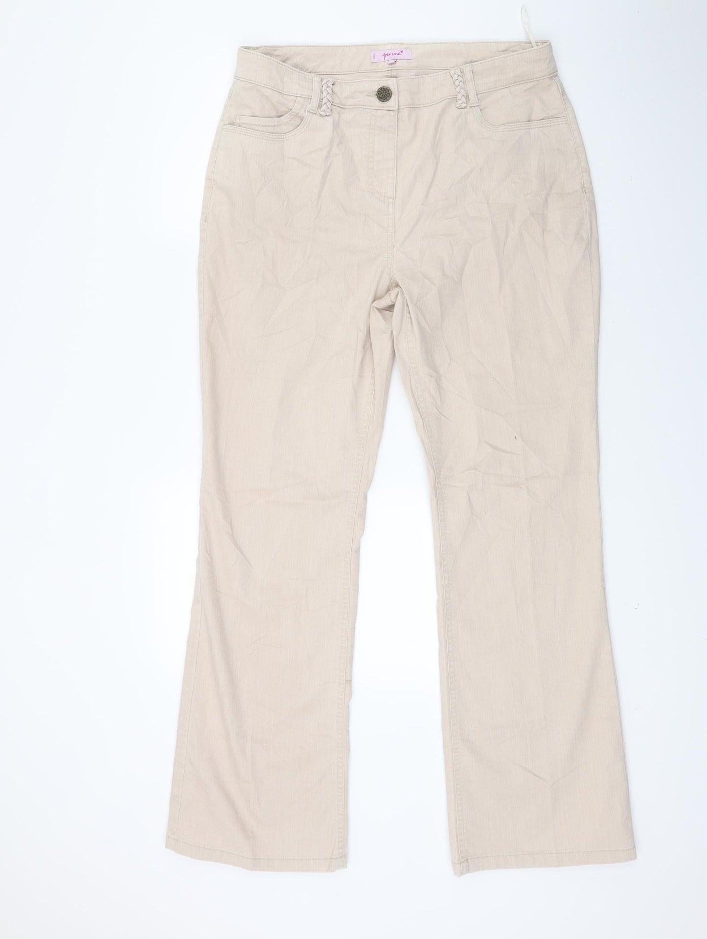 PERUNA Womens Beige  Denim Bootcut Jeans Size 14 L29 in