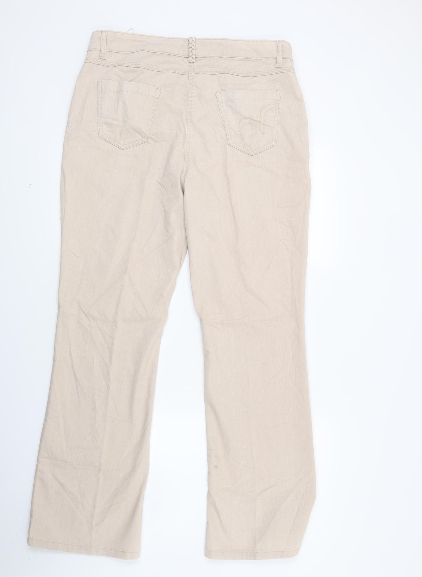 PERUNA Womens Beige  Denim Bootcut Jeans Size 14 L29 in