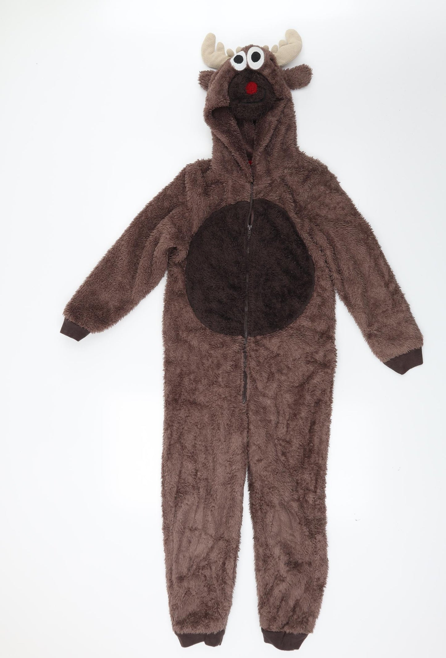 Preworn Boys Brown Solid Fleece  Bodysuit Size 7-8 Years  - Reindeer