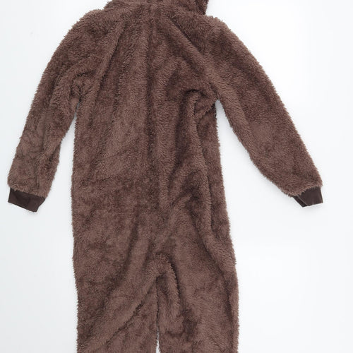 Preworn Boys Brown Solid Fleece  Bodysuit Size 7-8 Years  - Reindeer