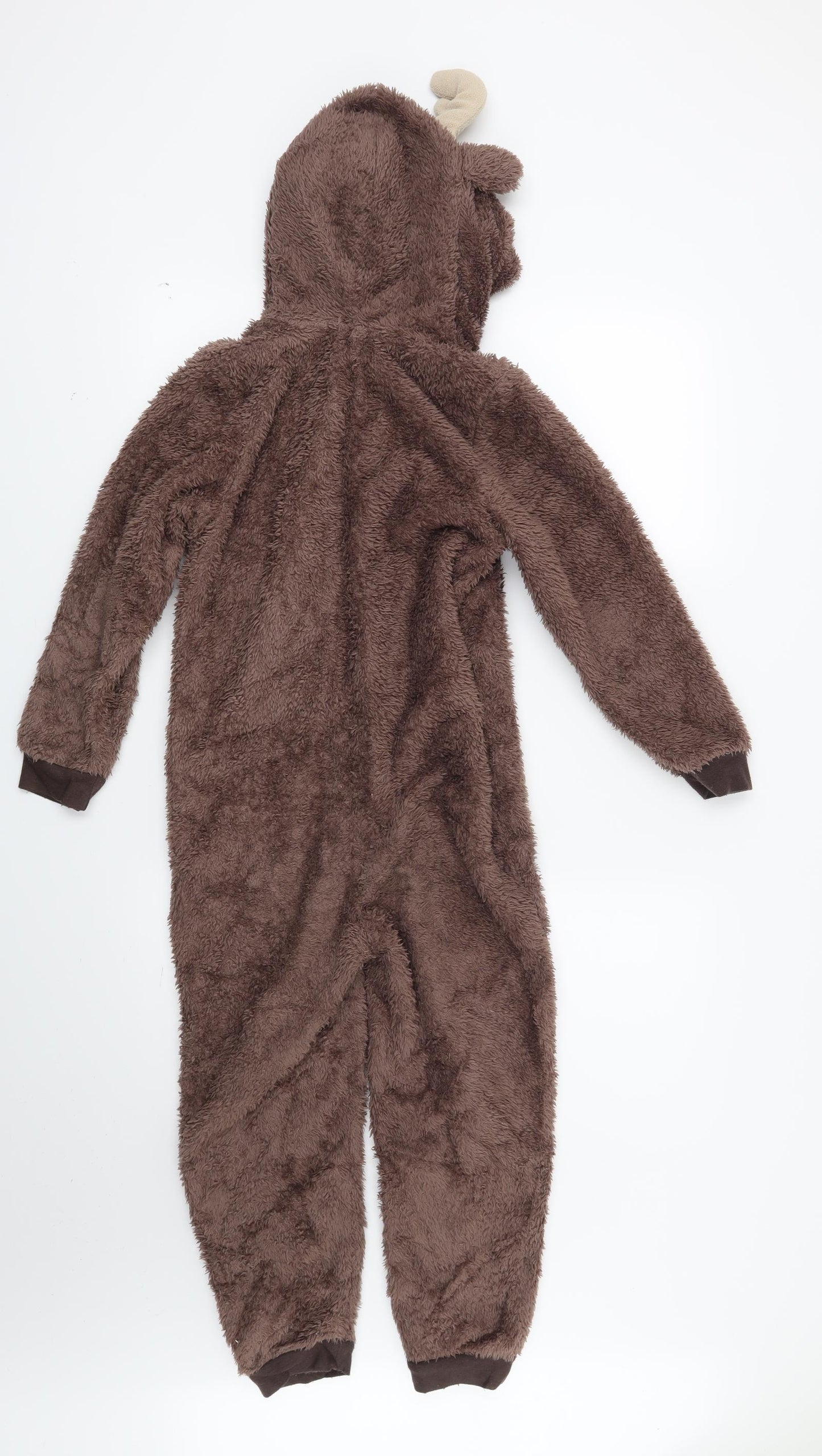 Preworn Boys Brown Solid Fleece  Bodysuit Size 7-8 Years  - Reindeer