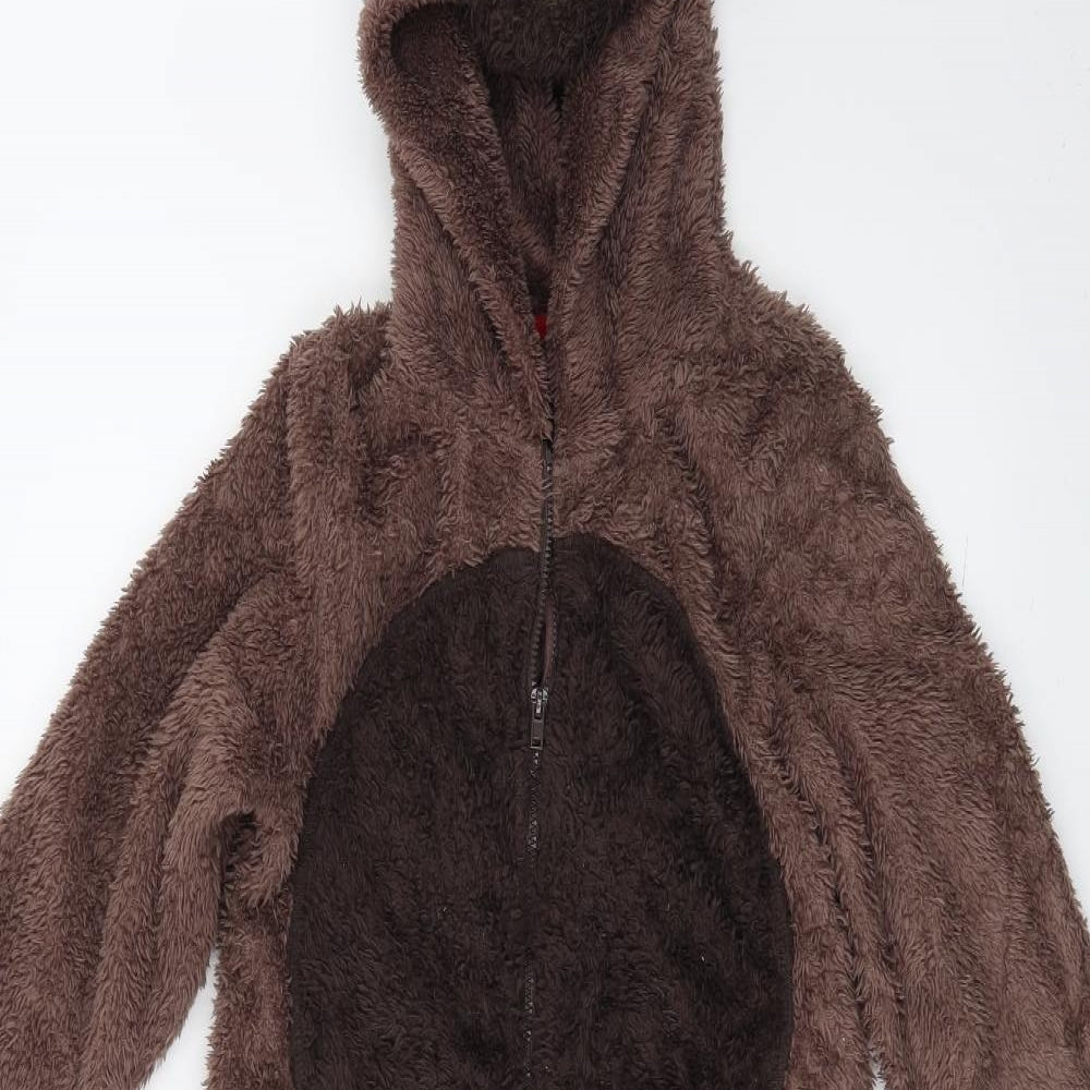Preworn Boys Brown Solid Fleece  Bodysuit Size 7-8 Years  - Reindeer