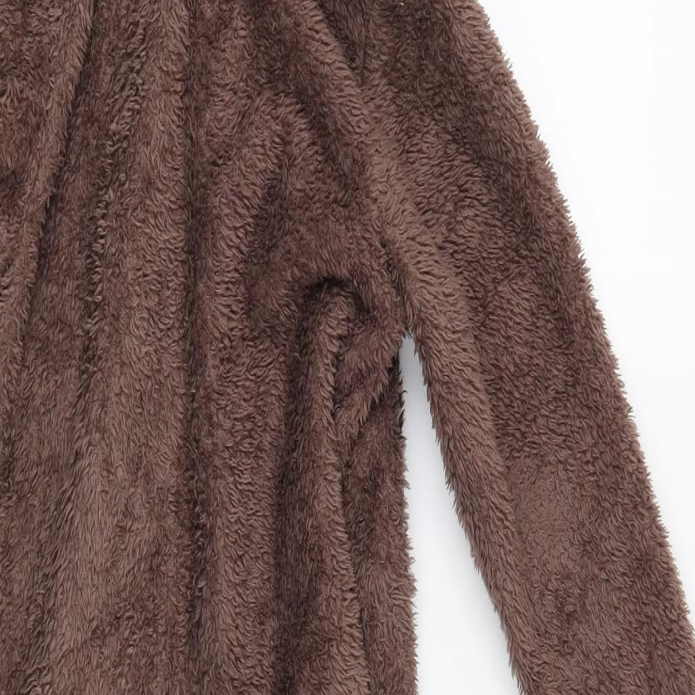 Preworn Boys Brown Solid Fleece  Bodysuit Size 7-8 Years  - Reindeer