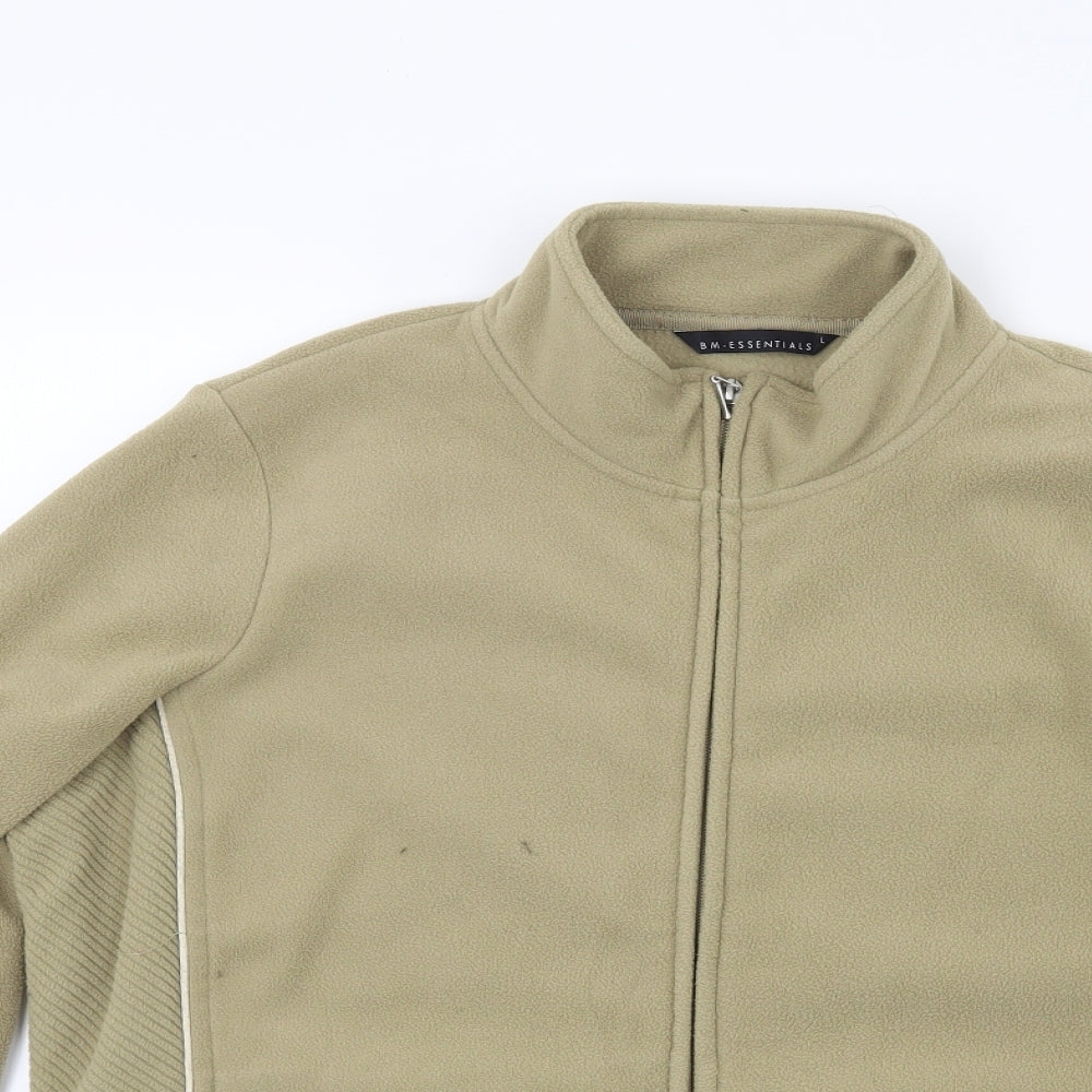 BM Womens Beige  Fleece Jacket Coat Size L