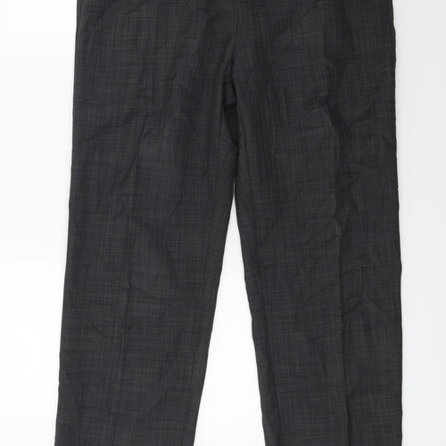 Marks and Spencer Womens Grey Check  Trousers  Size 14 L27 in