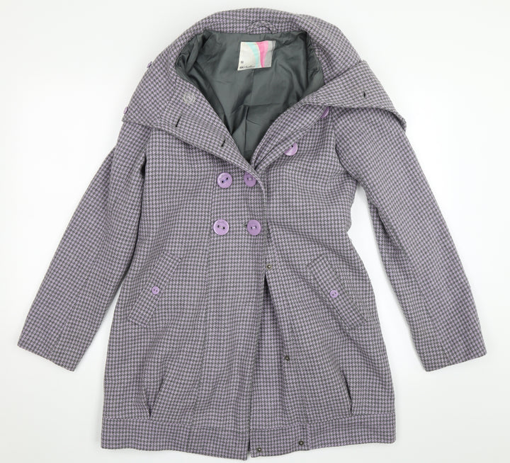 Chillian Womens Purple Houndstooth  Overcoat Coat Size M