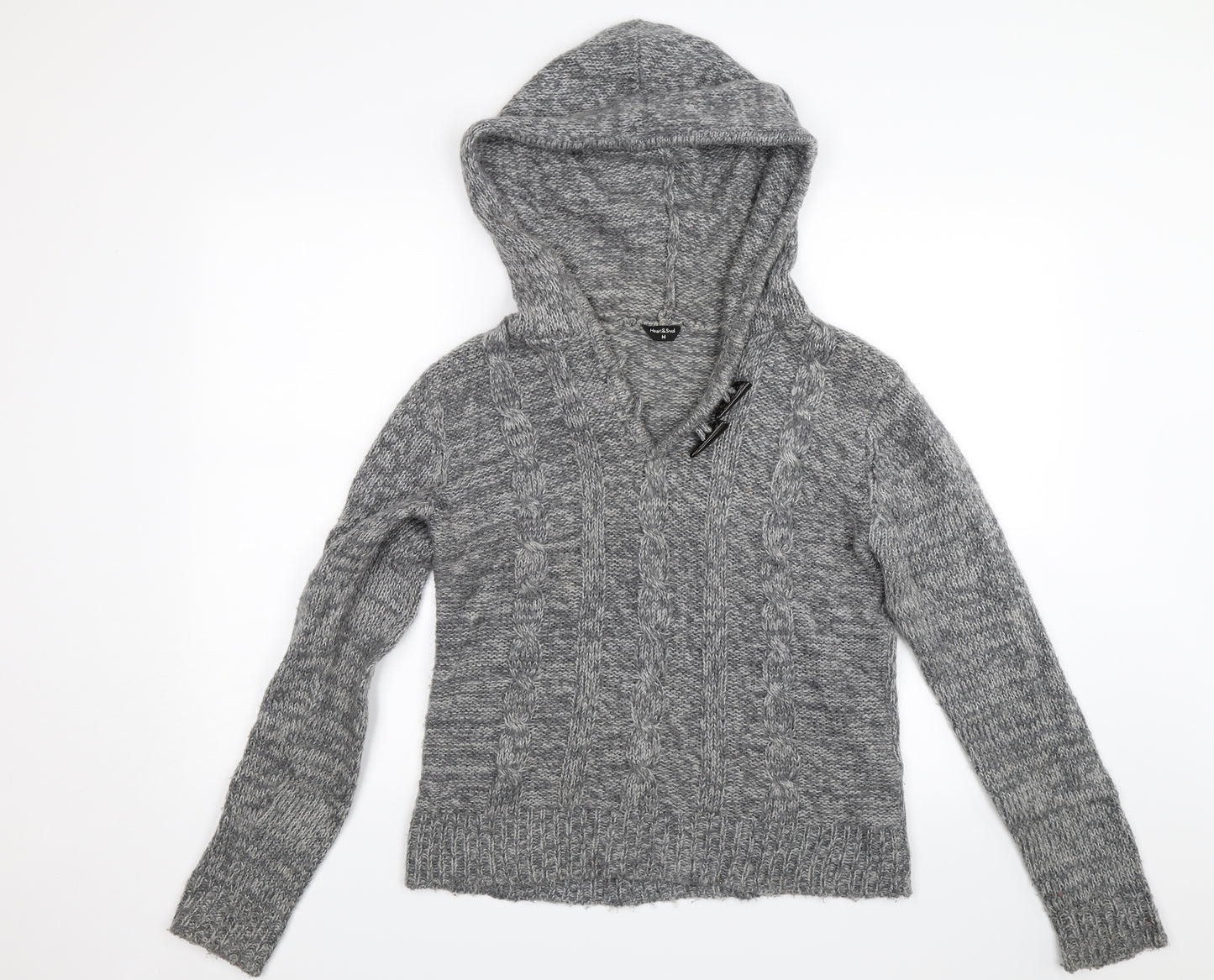 Heart & soul Mens Grey   Henley Hoodie Size M