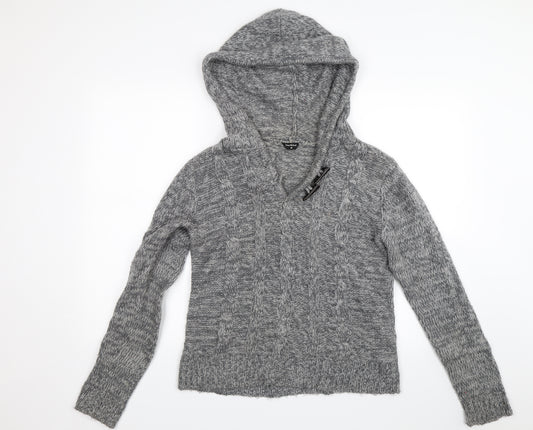 Front view of Heart & soul men’s grey henley hoodie, size M