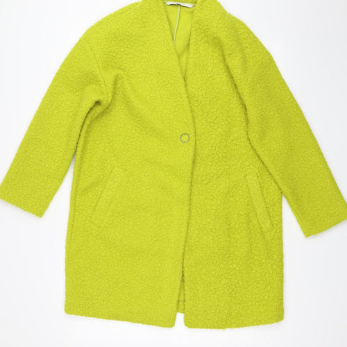 TU Womens Yellow   Overcoat Coat Size 12