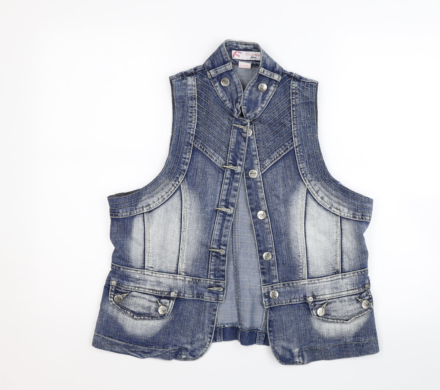 Facinate  Womens Blue  Denim Gilet Coat Size XL