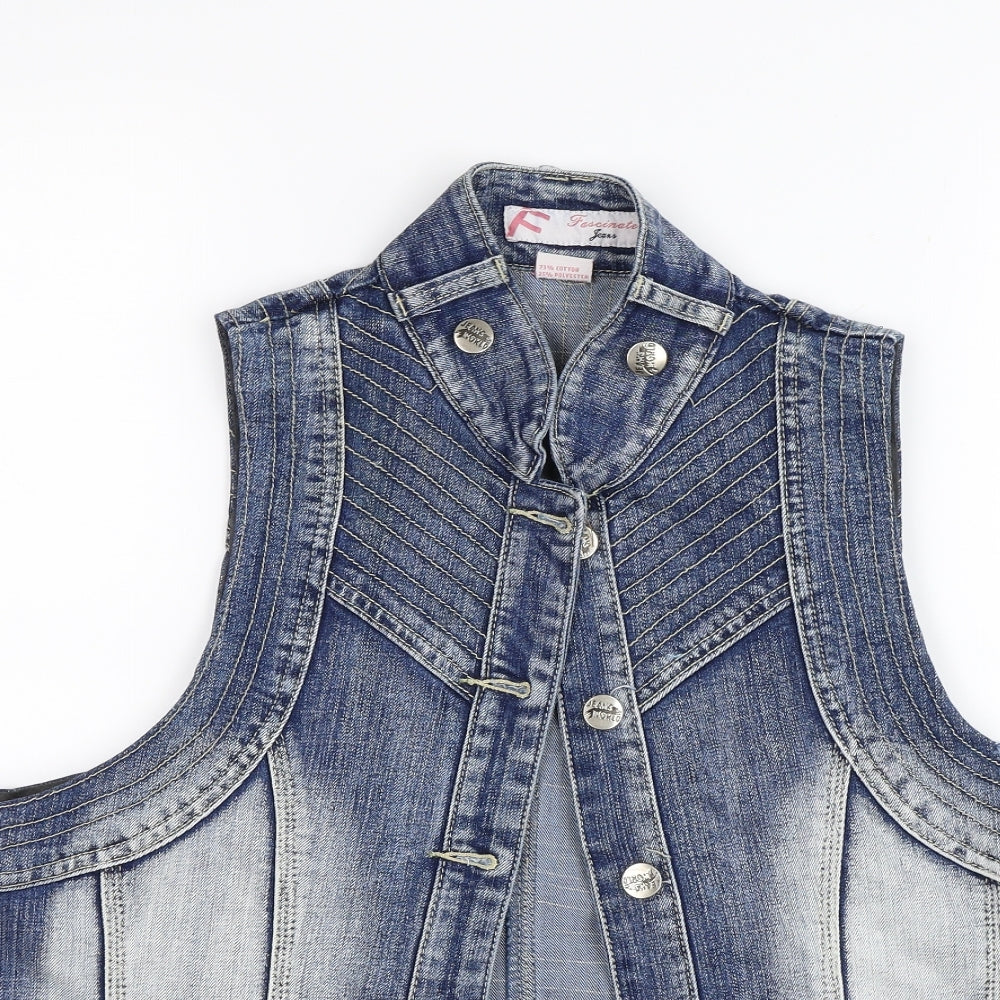 Facinate  Womens Blue  Denim Gilet Coat Size XL
