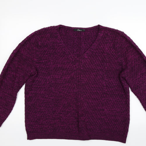BM Womens Purple  Knit Pullover Jumper Size M