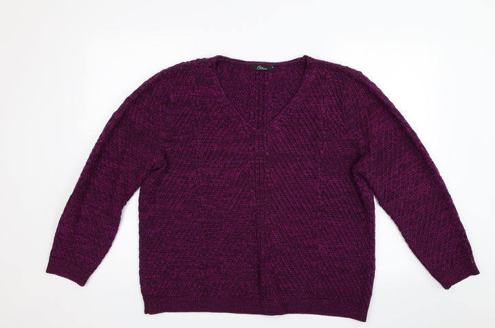 BM Womens Purple Knit Pullover Jumper Size M