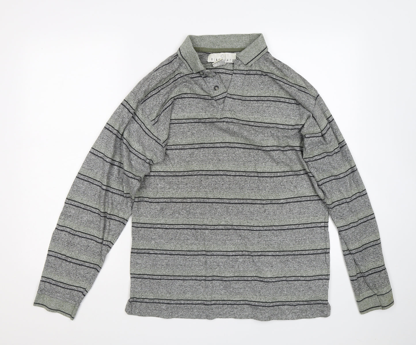 Rinnovato Mens Grey Striped   Polo Size S
