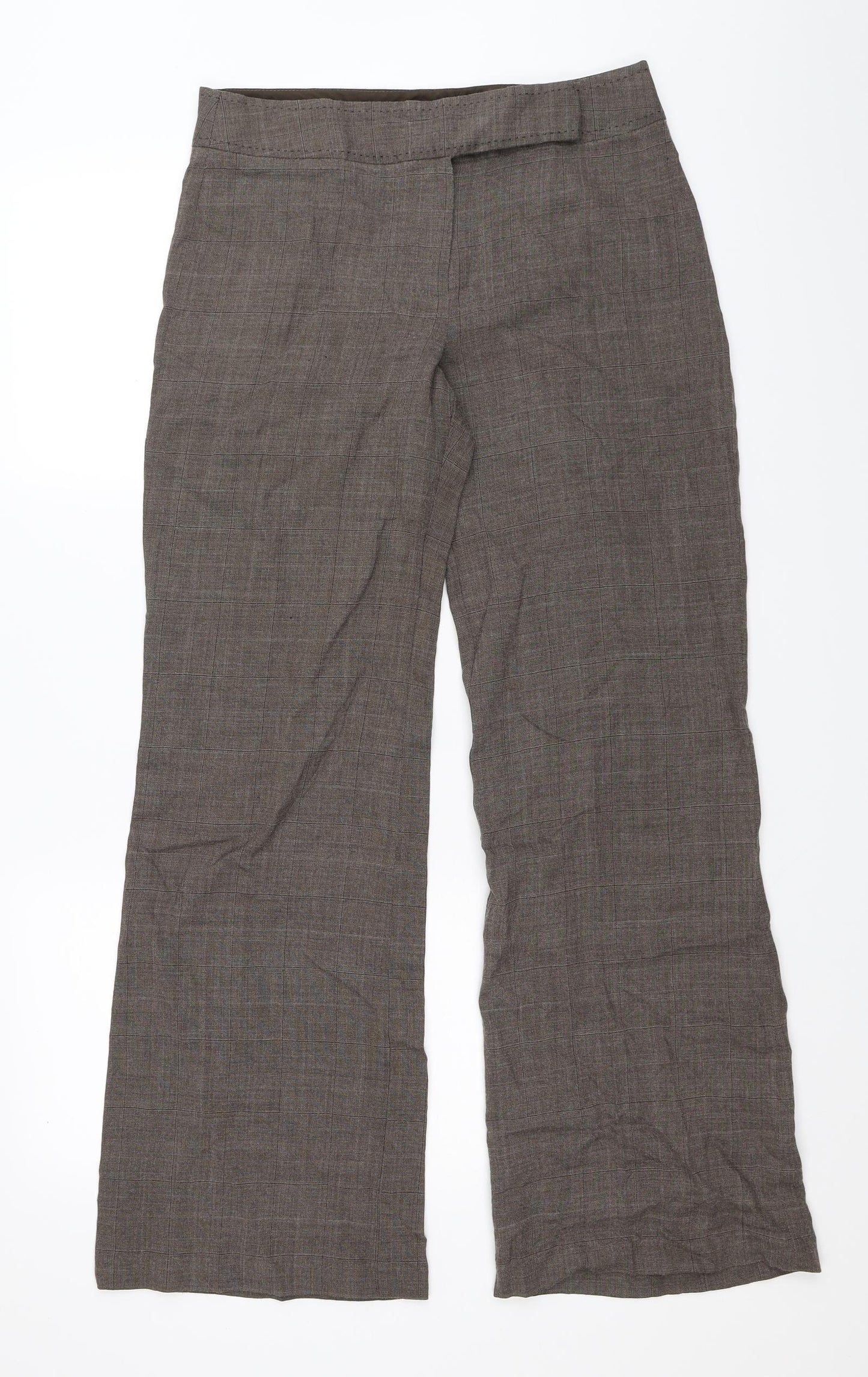 NEXT Womens Brown Check  Trousers  Size 10 L30 in