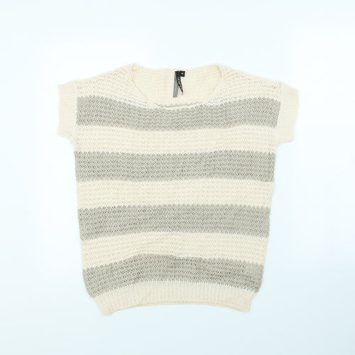 intuition Womens Beige Striped  Pullover Jumper Size 10