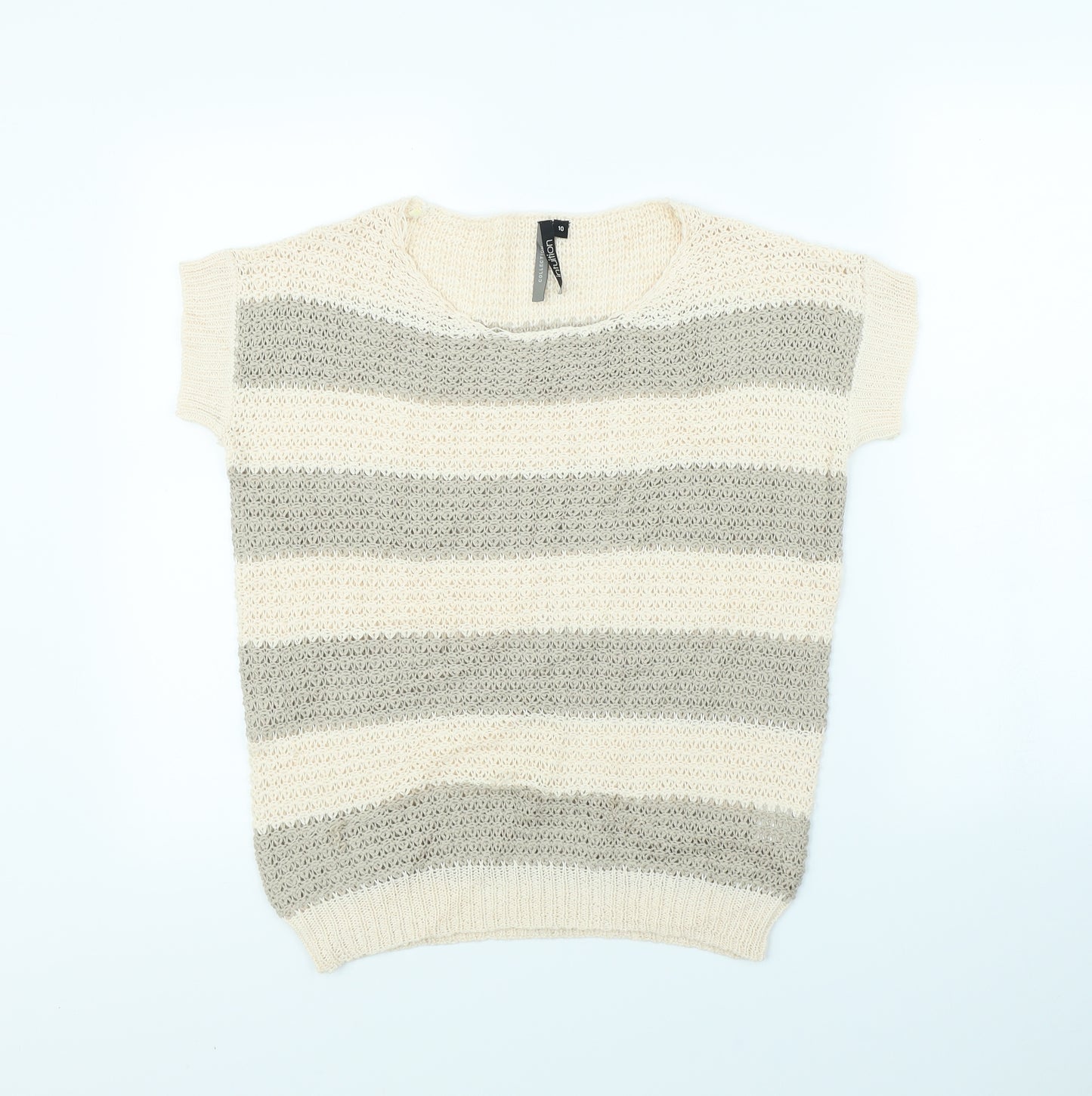 intuition Womens Beige Striped  Pullover Jumper Size 10