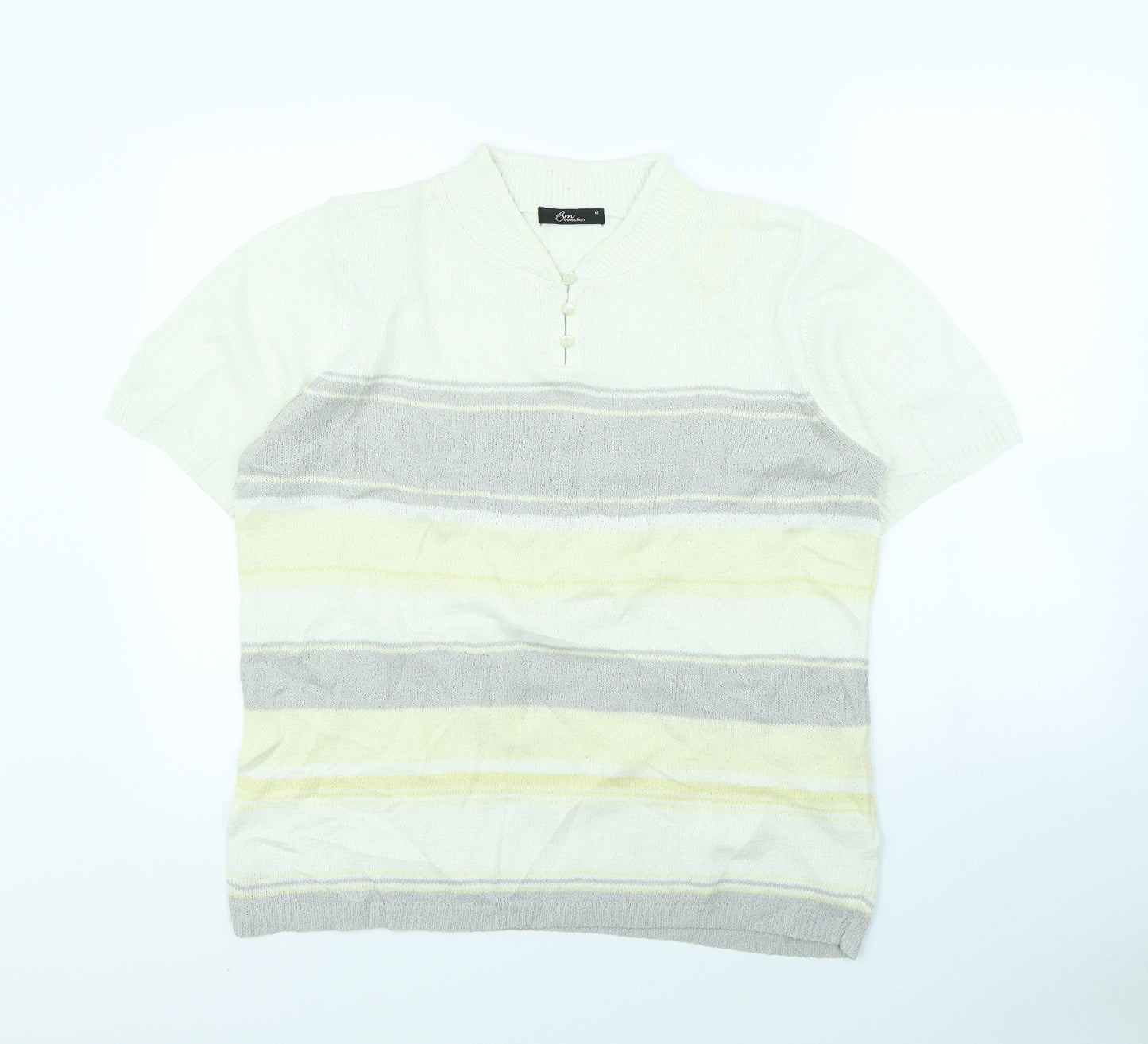 BM Womens White Striped  Basic Tank Size M