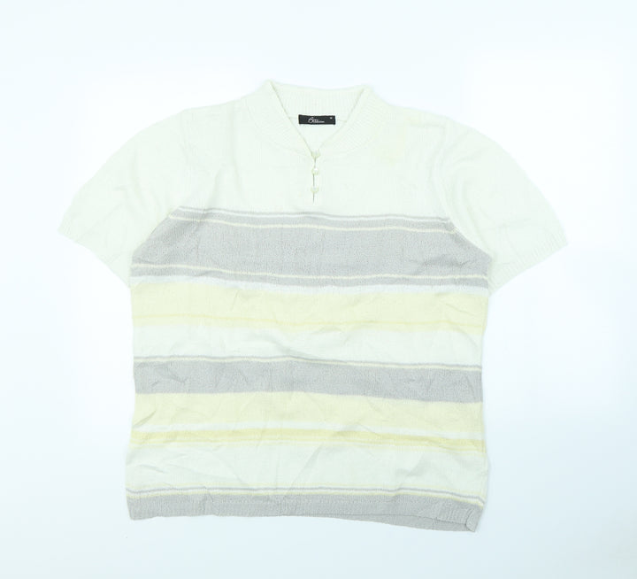 BM Womens White Striped  Basic Tank Size M