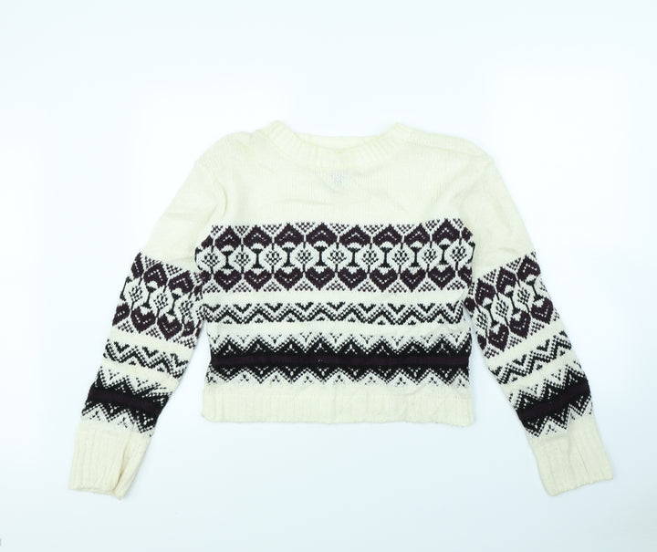 Madonna Womens Beige Striped Pullover Jumper Size S