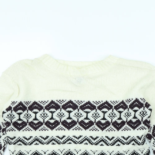 Madonna Womens Beige Striped  Pullover Jumper Size S