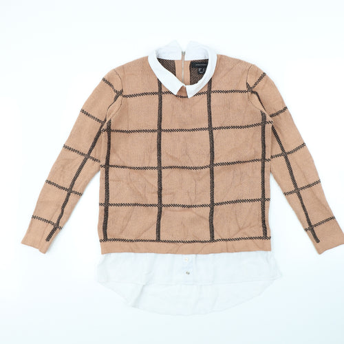 Atmosphere Womens Beige Check  Pullover Jumper Size 12