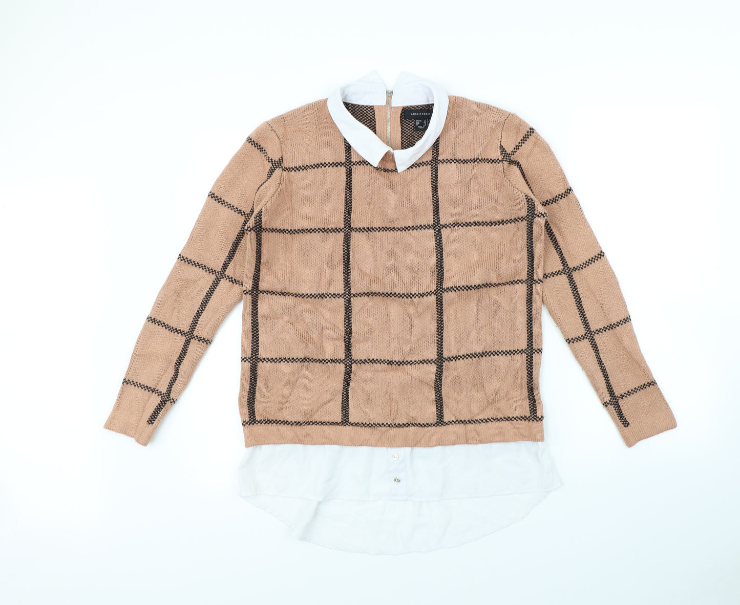 Atmosphere Womens Beige Check  Pullover Jumper Size 12