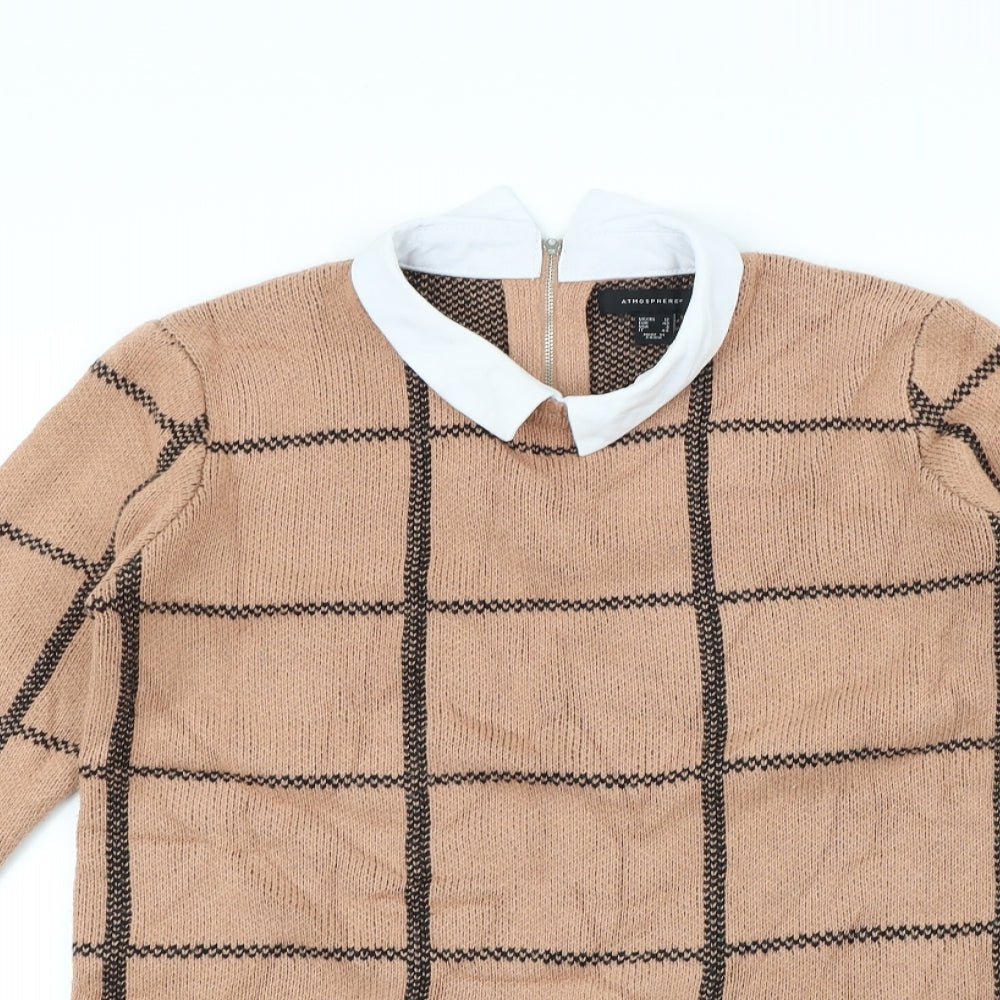 Atmosphere Womens Beige Check  Pullover Jumper Size 12