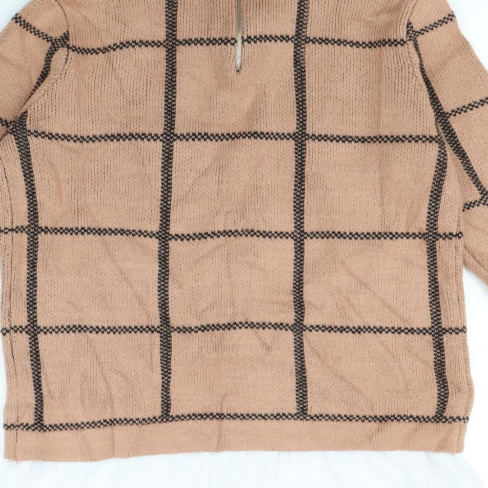 Atmosphere Womens Beige Check  Pullover Jumper Size 12