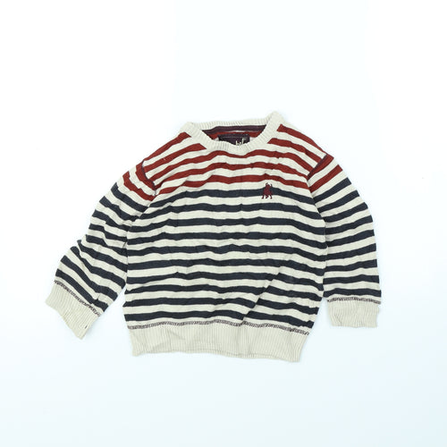 Rebel Boys Beige Striped  Pullover Jumper Size 3 Years