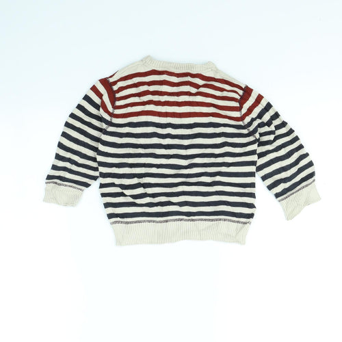 Rebel Boys Beige Striped  Pullover Jumper Size 3 Years