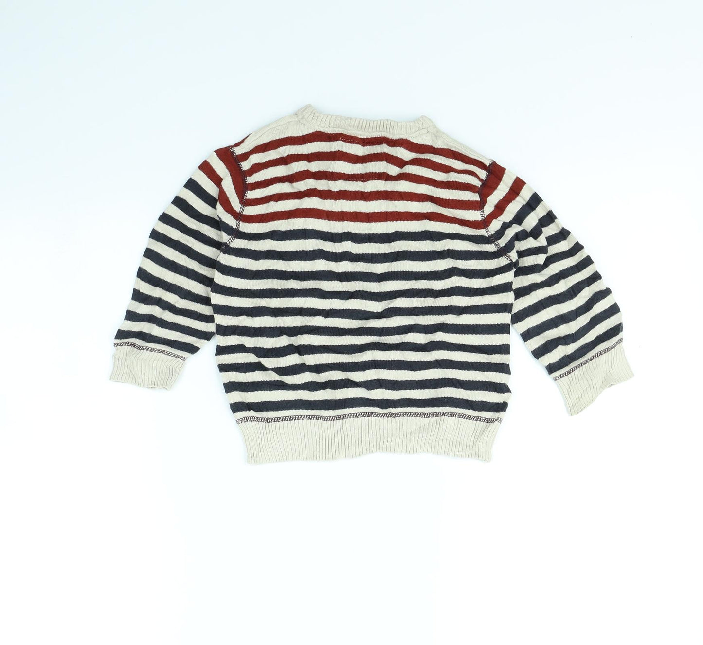 Rebel Boys Beige Striped  Pullover Jumper Size 3 Years