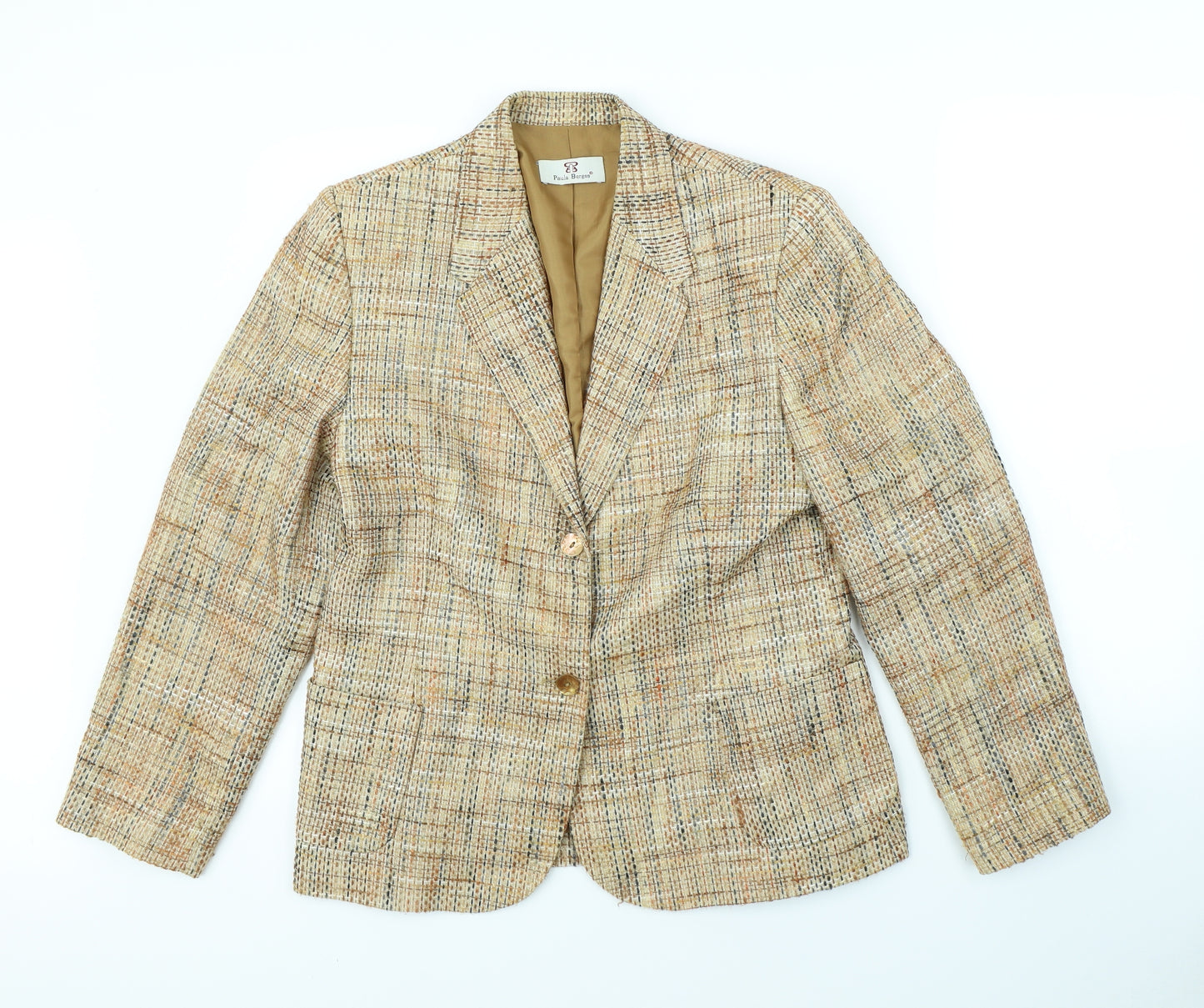 Paula Borges Womens Beige   Jacket  Size 14  - shoulder pads