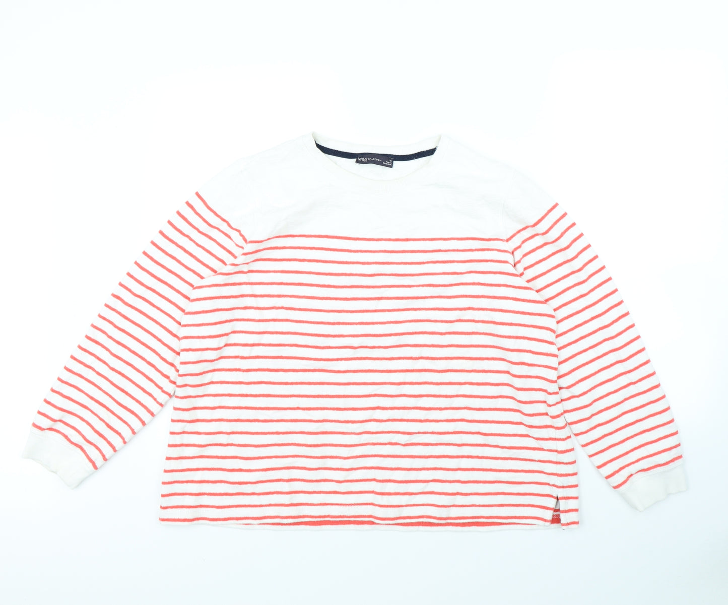 m&s Womens Red Striped  Pullover Jumper Size 18